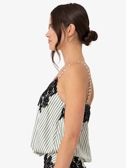 Amy Lynn Green Sienna Green Stripe Satin Lace Contrast Top - Image 6 of 6