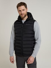 Mountain Warehouse Black Seasons Mens Water-Resistant Hooded Padded Gilet - Image 1 of 9