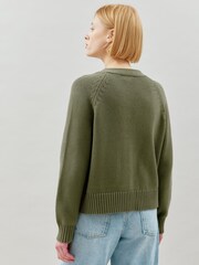 Albaray Green Relaxed 100% Cotton Cardigan - Image 2 of 5