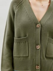 Albaray Green Relaxed 100% Cotton Cardigan - Image 3 of 5