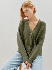 Albaray Green Relaxed 100% Cotton Cardigan - Image 4 of 5
