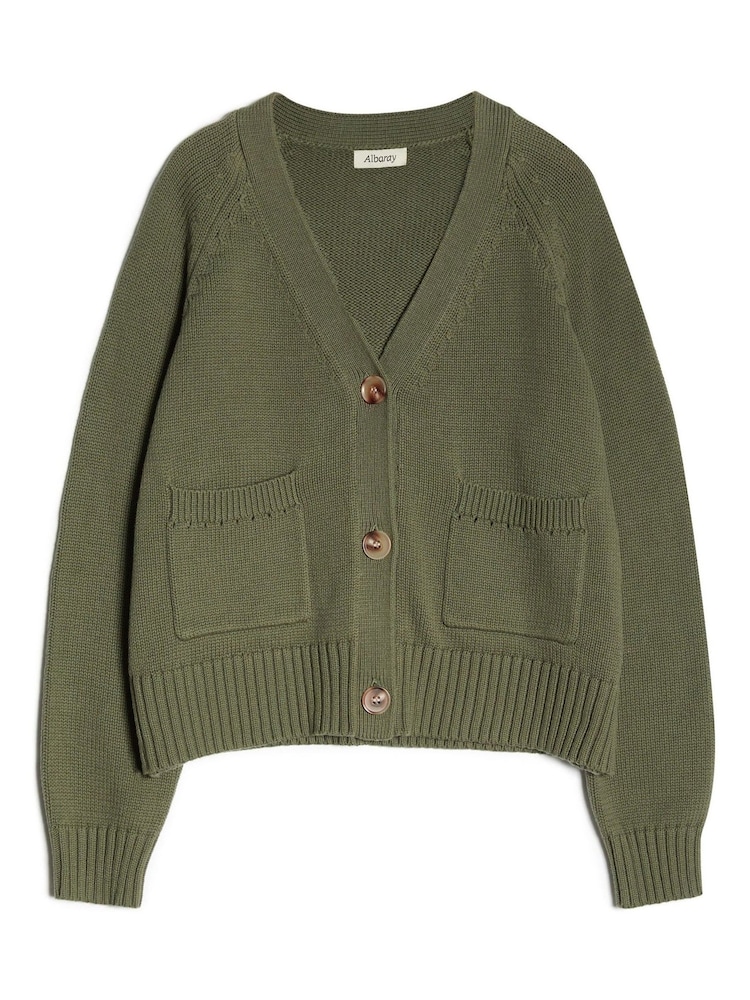Albaray Green Relaxed 100% Cotton Cardigan - Image 5 of 5