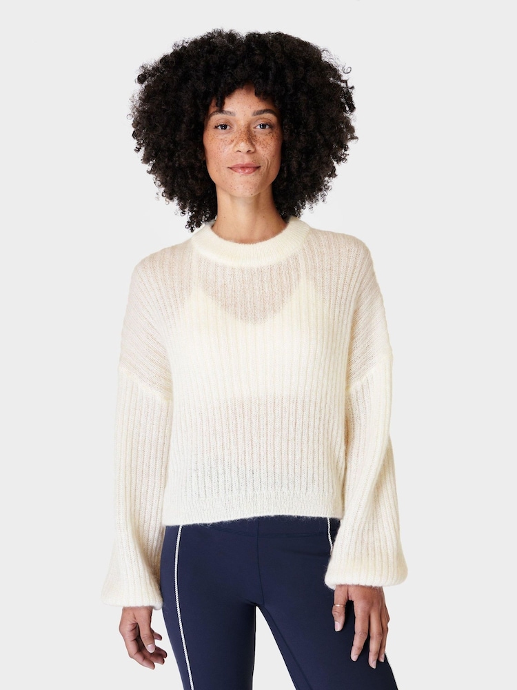 Sweaty Betty Lily White Hera Open Back Sweater - Image 1 of 7