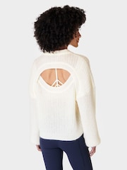 Sweaty Betty Lily White Hera Open Back Sweater - Image 3 of 7