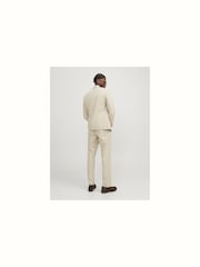 JACK & JONES Cream Linen Blend Slim Fit Trousers - Image 2 of 6