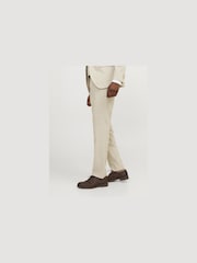 JACK & JONES Cream Linen Blend Slim Fit Trousers - Image 3 of 6