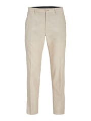 JACK & JONES Cream Linen Blend Slim Fit Trousers - Image 4 of 6