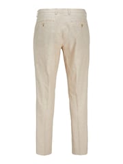 JACK & JONES Cream Linen Blend Slim Fit Trousers - Image 5 of 6