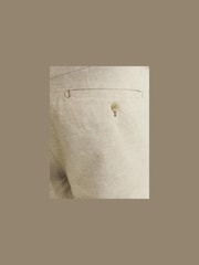 JACK & JONES Cream Linen Blend Slim Fit Trousers - Image 6 of 6