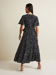 Phase Eight Blue Jenna Spot Wrap Midaxi Dress - Image 2 of 7