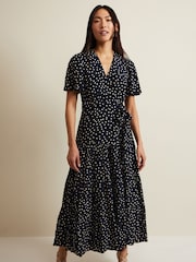 Phase Eight Blue Jenna Spot Wrap Midaxi Dress - Image 3 of 7