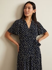 Phase Eight Blue Jenna Spot Wrap Midaxi Dress - Image 4 of 7