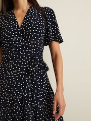 Phase Eight Blue Jenna Spot Wrap Midaxi Dress - Image 5 of 7
