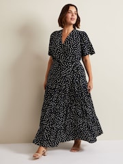 Phase Eight Blue Jenna Spot Wrap Midaxi Dress - Image 6 of 7