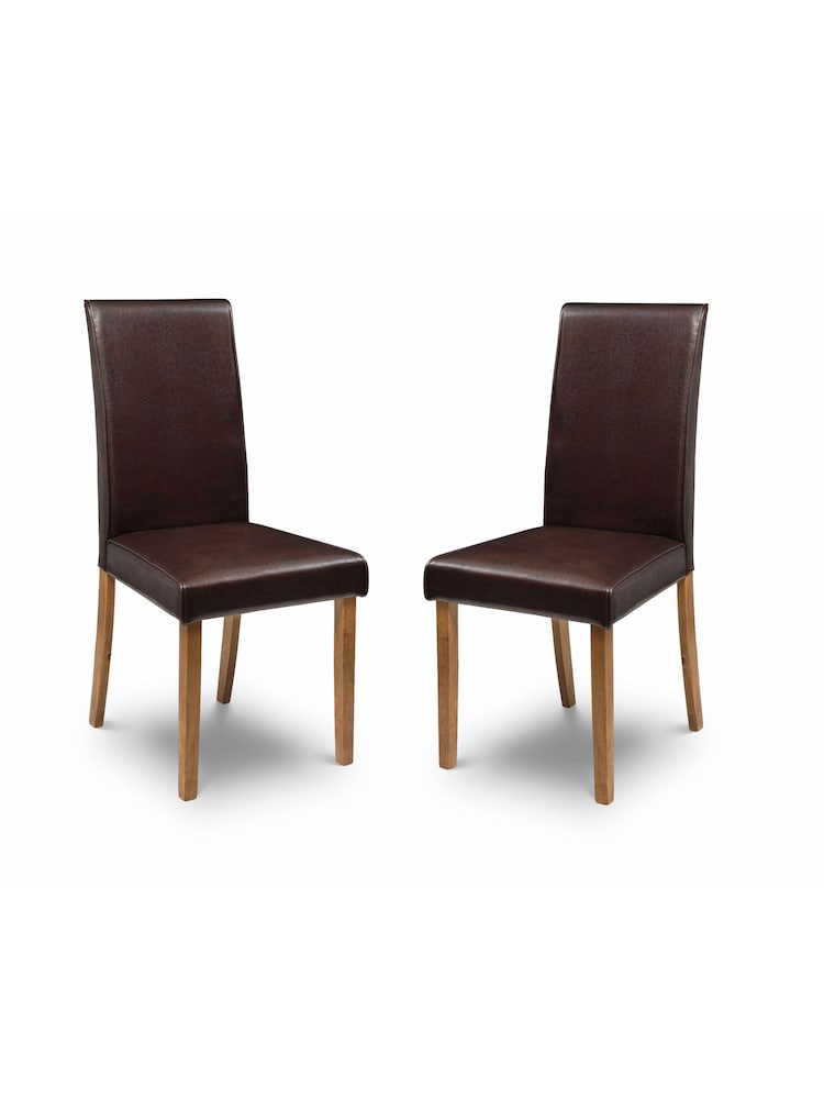 Julian Bowen Brown Oak Hudson Chairs Set Of 2 - Image 1 of 2