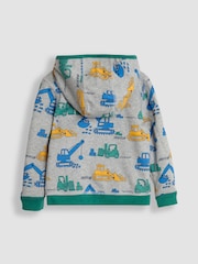 JoJo Maman Bébé Green Construction Applique Reversible Hoodie - Image 5 of 8