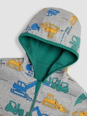 JoJo Maman Bébé Green Construction Applique Reversible Hoodie - Image 6 of 8