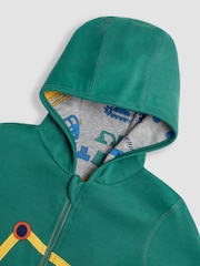 JoJo Maman Bébé Green Construction Applique Reversible Hoodie - Image 7 of 8