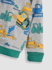 JoJo Maman Bébé Green Construction Applique Reversible Hoodie - Image 8 of 8