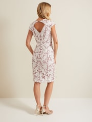 Phase Eight Pink Petite Karima Tapework Midi Dress - Image 2 of 7