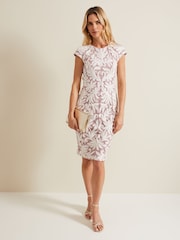 Phase Eight Pink Petite Karima Tapework Midi Dress - Image 3 of 7