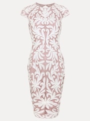 Phase Eight Pink Petite Karima Tapework Midi Dress - Image 7 of 7