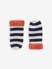 Navy Blue Stripe Hat And Mittens Set (3mths-10yrs) - Image 5 of 7