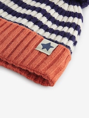 Navy Blue Stripe Hat And Mittens Set (3mths-10yrs) - Image 6 of 7