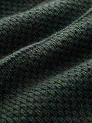 Dark Green Regular Fit Textured Zip Neck Jumper with Wool - Image 7 of 7