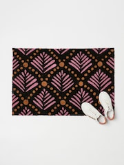 Oliver Bonas Black Leaf Doormat - Image 2 of 4