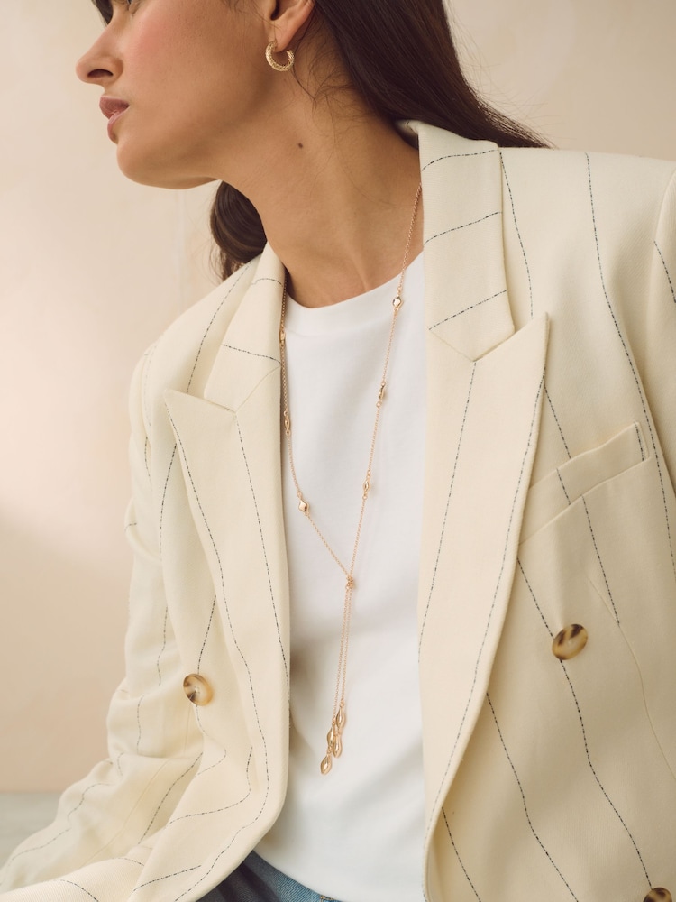Gold Tone Diamond Y Necklace Made With Recycled Metals - Image 1 of 5
