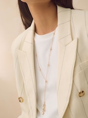 Gold Tone Diamond Y Necklace Made With Recycled Metals - Image 3 of 5