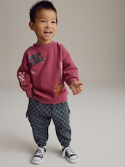 Burgundy Red Backprint 100% Cotton Sweatshirt and Joggers Set (3mths-7yrs) - Image 1 of 9