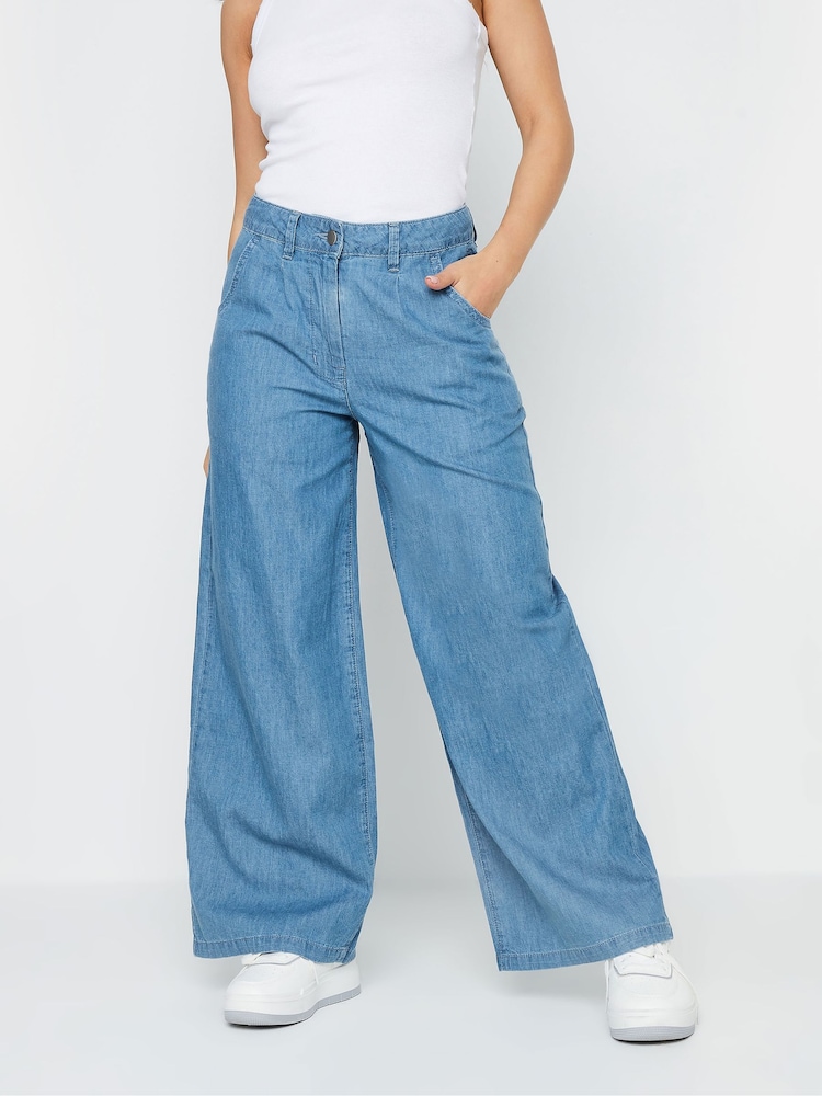 PixieGirl Petite 100% Cotton Chambray Wide Leg Jeans - Bild 2 von 5