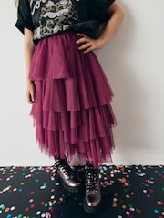 Berry Purple Mesh Layered Skirt (3-16yrs) - Image 1 of 7