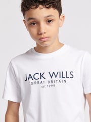 Jack Wills White Boys Regular Fit Carnaby 100% Cotton T-Shirt - Image 4 of 6