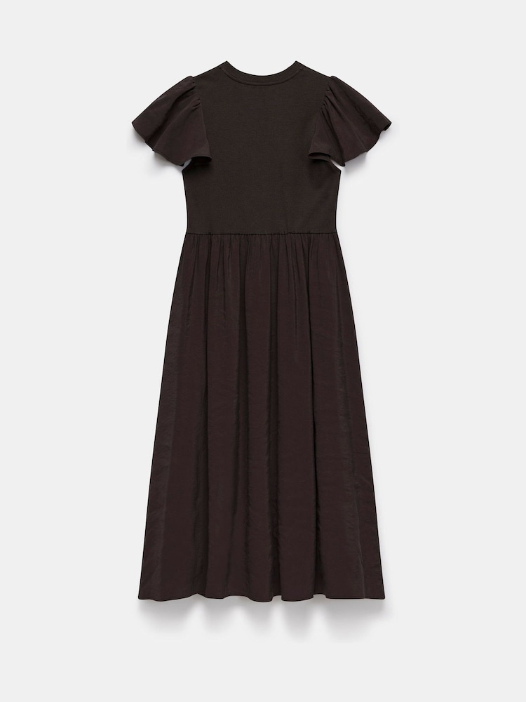 Mint Velvet Brown Jersey Ruffle Midi Dress - Image 3 of 3