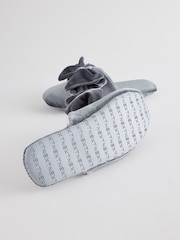 Blue/Grey Velour Bow Mule Slippers - Image 3 of 11