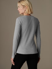 Grey Long Sleeve Ribbed T-Shirt - Image 3 of 4