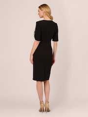 Adrianna Papell Knit Crepe Pearl Midi Black Dress - Image 2 of 7