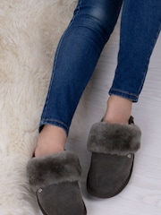 Just Sheepskin Dark Grey Ladies Duchess Slippers - Image 1 of 5