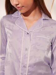 Lipsy Purple Bow Jacquard Satin Pyjamas (5-16yrs) - Image 3 of 4