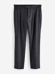 Navy Blue Adjustable Wool Blend Side Adjuster Smart Trousers - Image 6 of 9