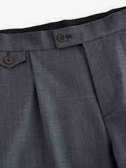 Navy Blue Adjustable Wool Blend Side Adjuster Smart Trousers - Image 7 of 9