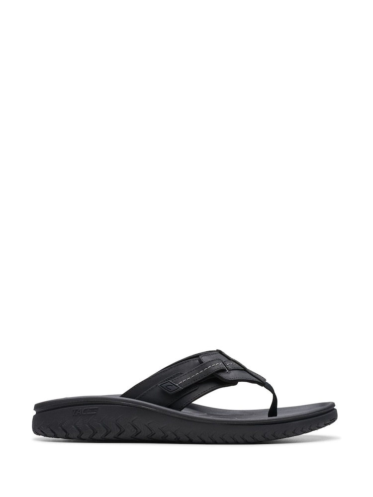 Clarks Black Beeswax Leather Wesley Sandals - Image 1 of 7