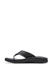 Clarks Black Beeswax Leather Wesley Sandals - Image 2 of 7