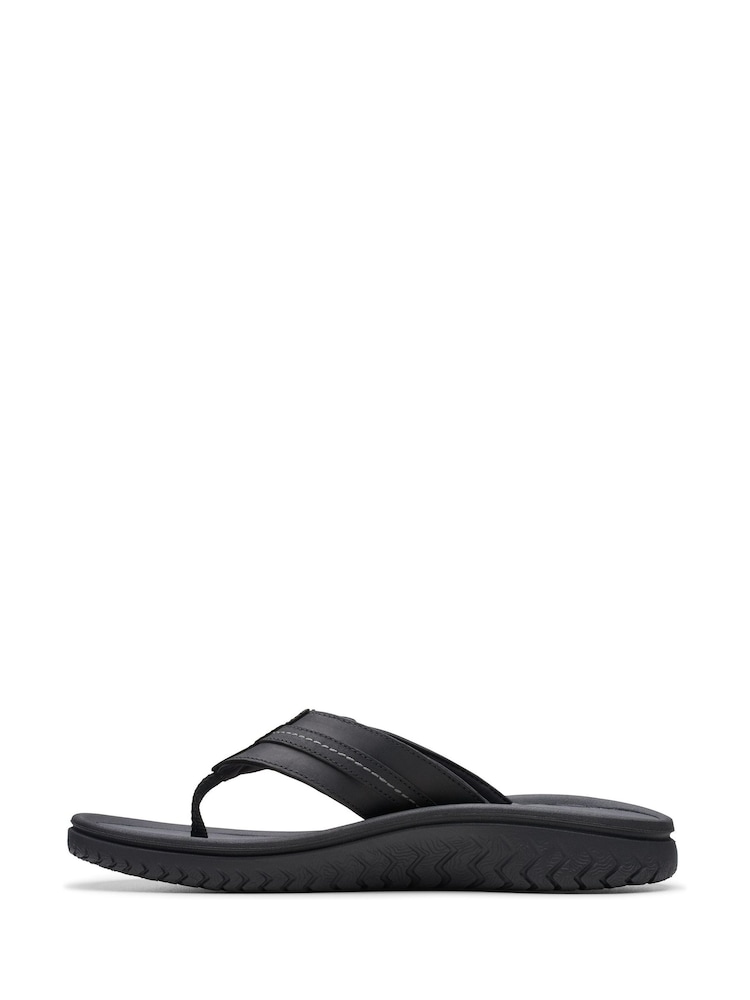 Clarks Black Beeswax Leather Wesley Sandals - Image 2 of 7