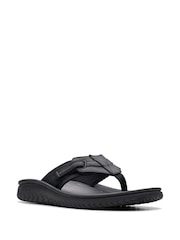 Clarks Black Beeswax Leather Wesley Sandals - Image 3 of 7