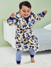 JoJo Maman Bébé Stone Tractor Printed Dressing Gown - Image 4 of 5