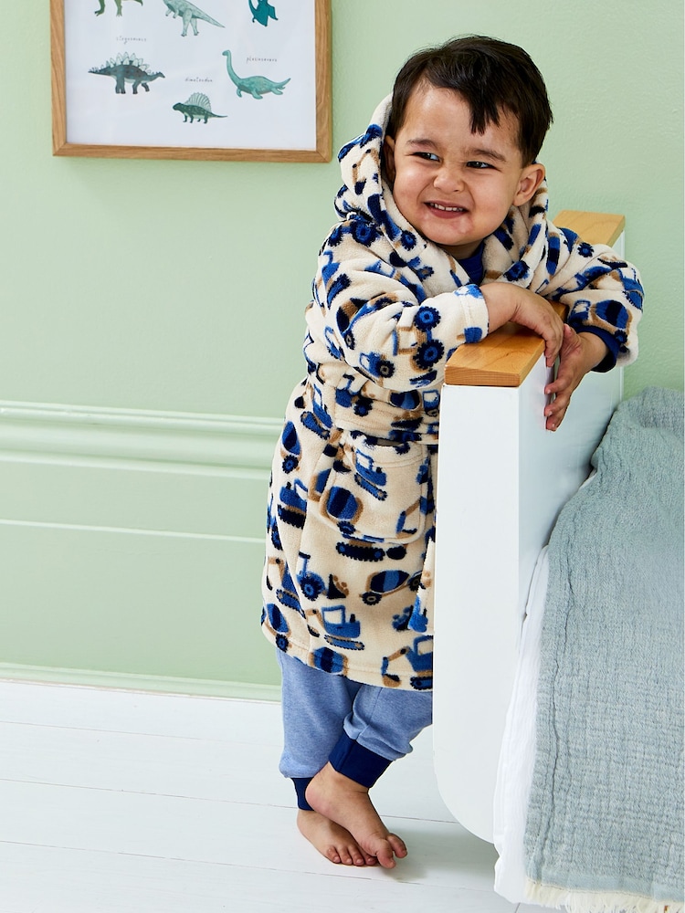 JoJo Maman Bébé Stone Tractor Printed Dressing Gown - Image 5 of 5